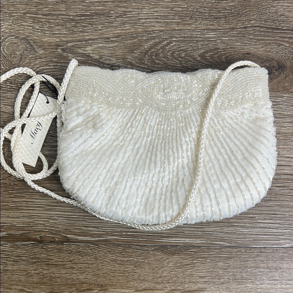 Vintage Beaded Ivory Shell Evening Bag – Macy’s Bridal Clutch NWT